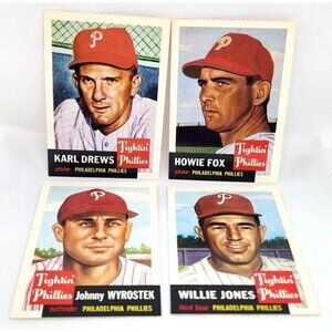 4 Philadelphia Phillies 1953 Topps Vintage Reprint Baseball Card Bundle Mint